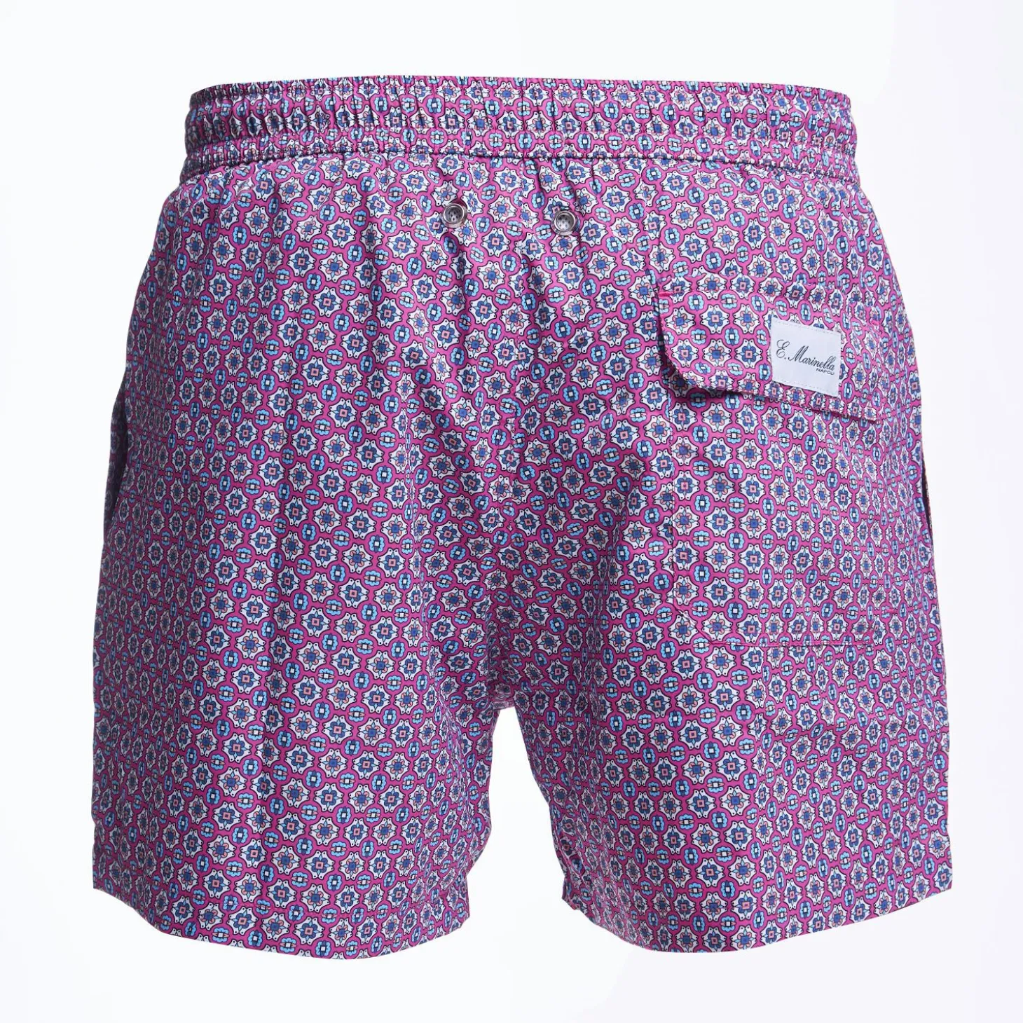 Fucsia Swim Short- Large Flower Pattern