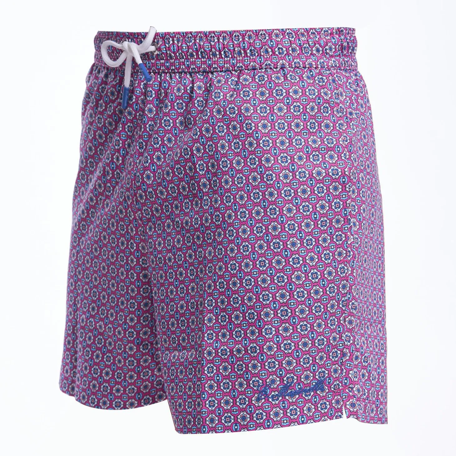 Fucsia Swim Short- Large Flower Pattern