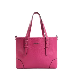 Fucsia Textured Leather Midi Tote Bag