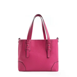 Fucsia Textured Leather Midi Tote Bag