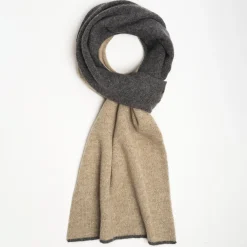 Gray And Light Brown Two-Tone Solid Cashmere Neck Warmer