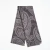 Gray Wool Stole - Paisley Pattern