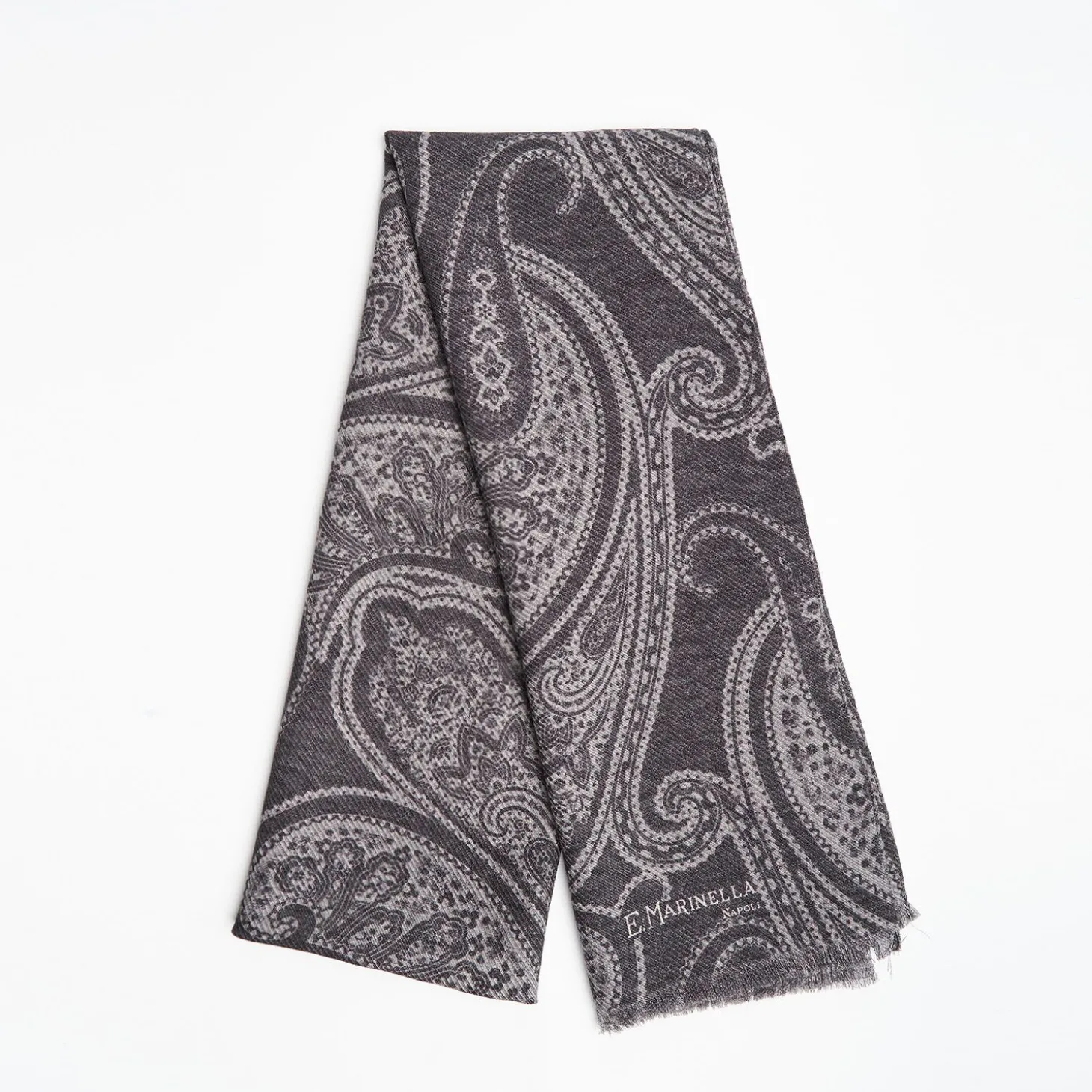 Gray Wool Stole - Paisley Pattern