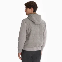 Gray Wool Tricot Knitted Bomber Jacket