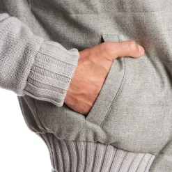 Gray Wool Tricot Knitted Bomber Jacket