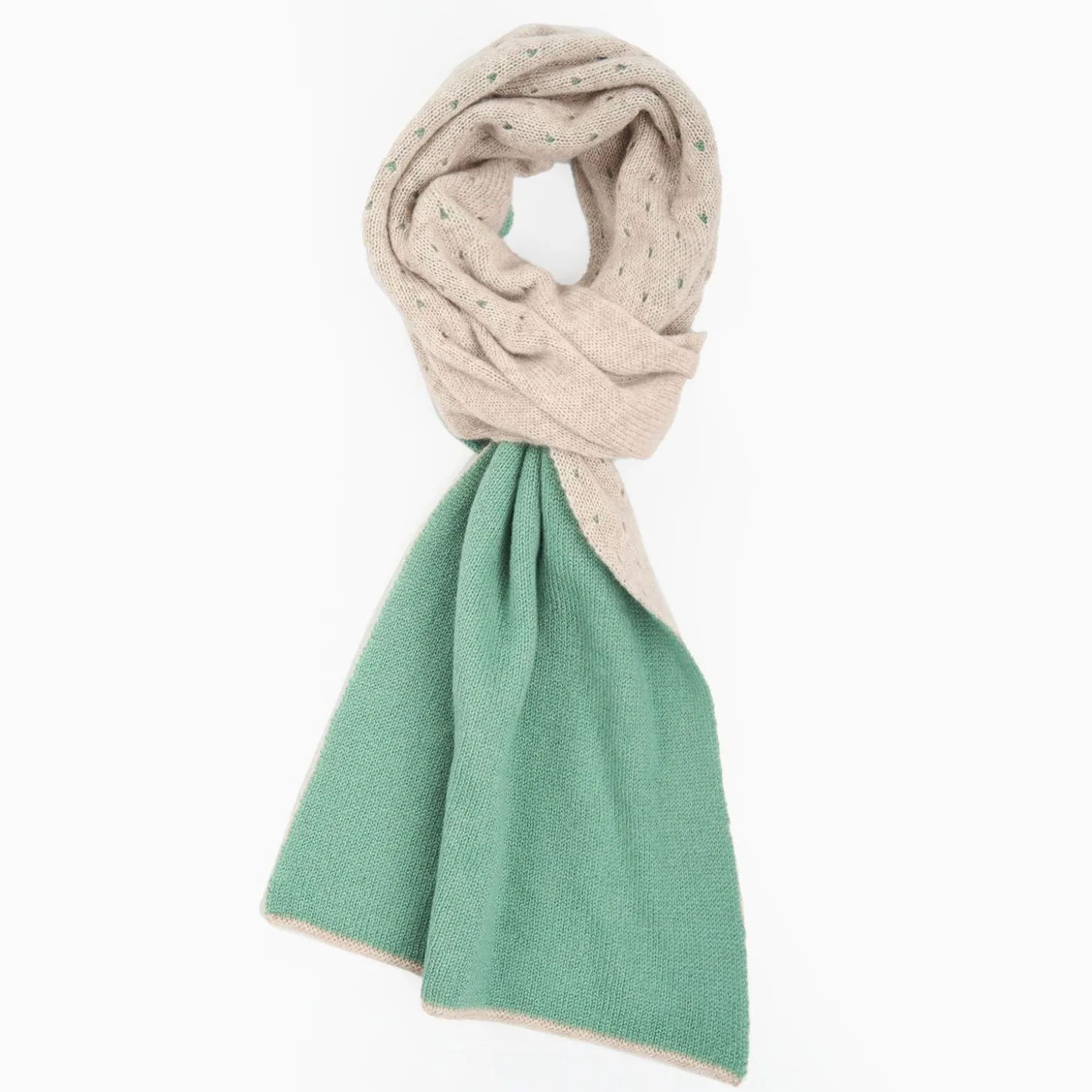 Green And Beige Dots Cashmere Neck Warmer