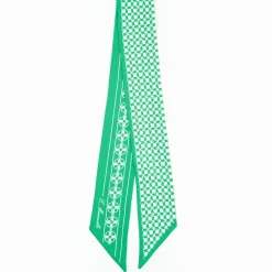 Green And Beige Silk Twilly