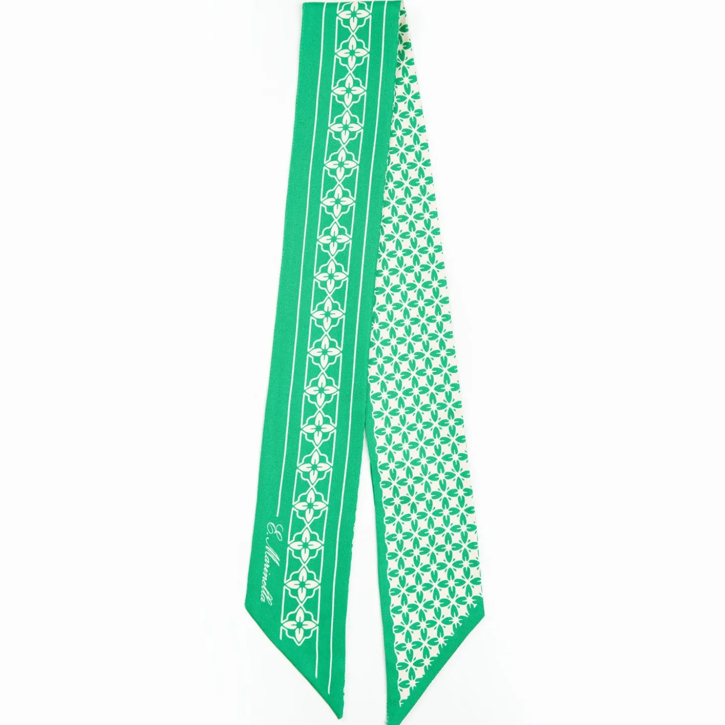 Green And Beige Silk Twilly