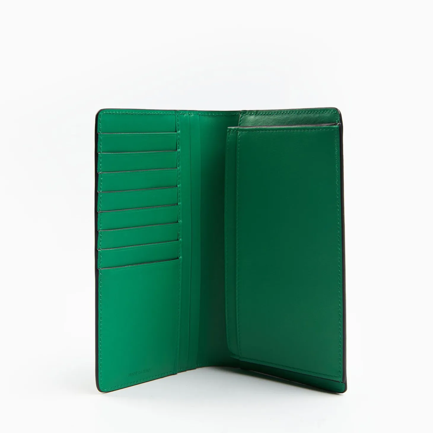 Green Big Wallet In Soft Leather