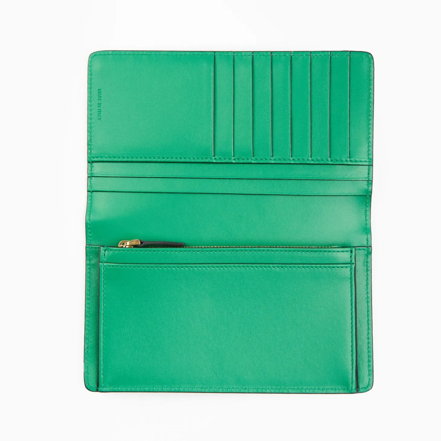 Green Big Wallet In Soft Leather
