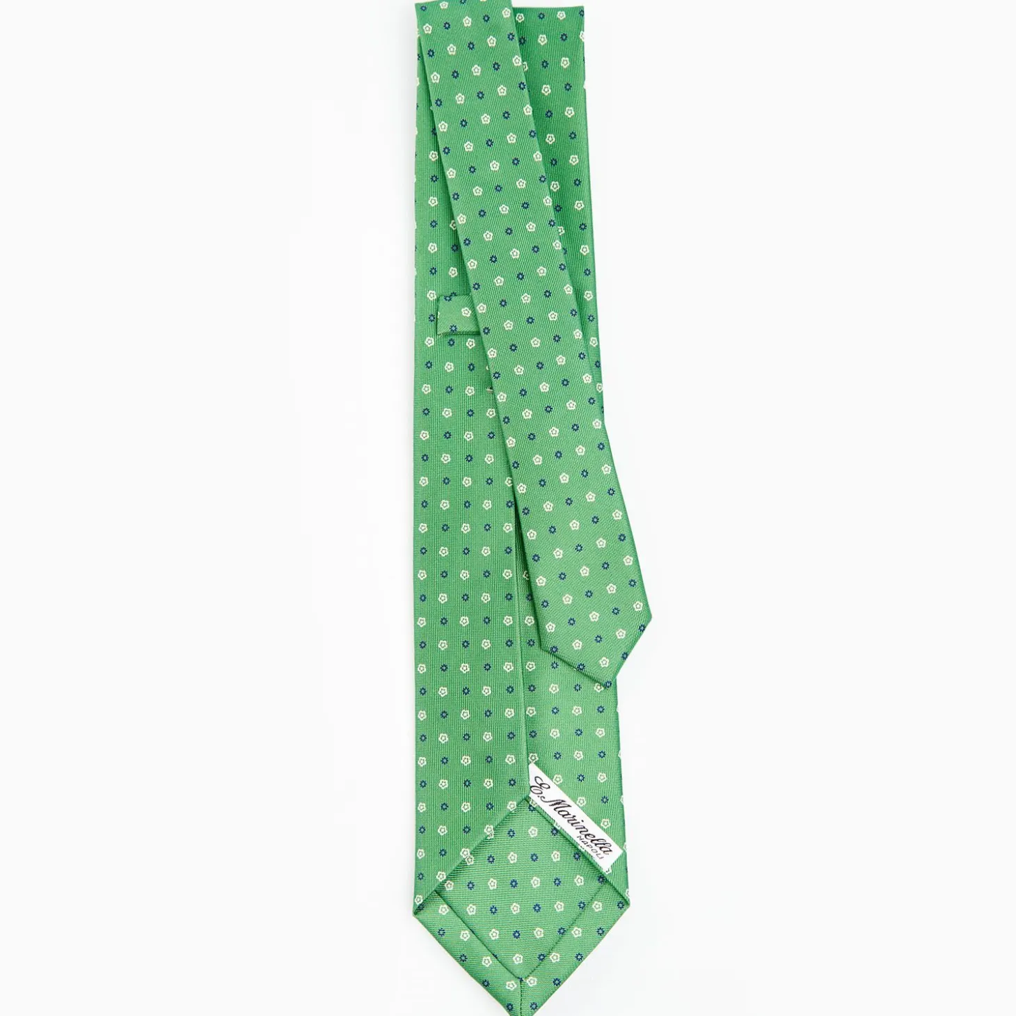 Green 5 Fold Sartorial Silk Tie - Small Flower Pattern