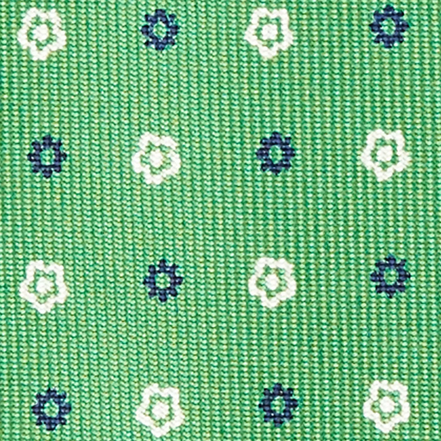 Green 5 Fold Sartorial Silk Tie - Small Flower Pattern