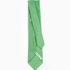 Green 5 Fold Sartorial Silk Tie - Small Flower Pattern