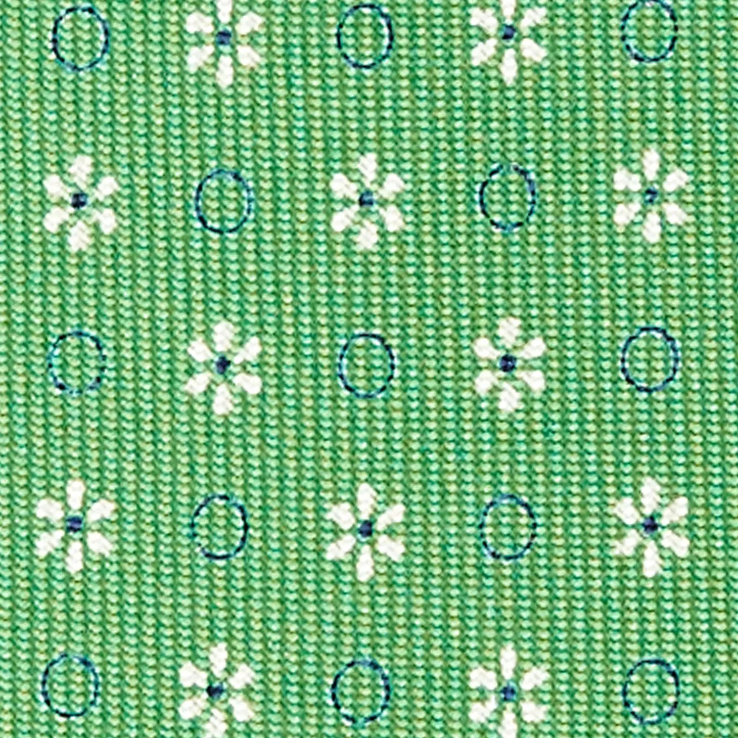 Green 7 Fold Sartorial Silk Tie - Small Flower Pattern