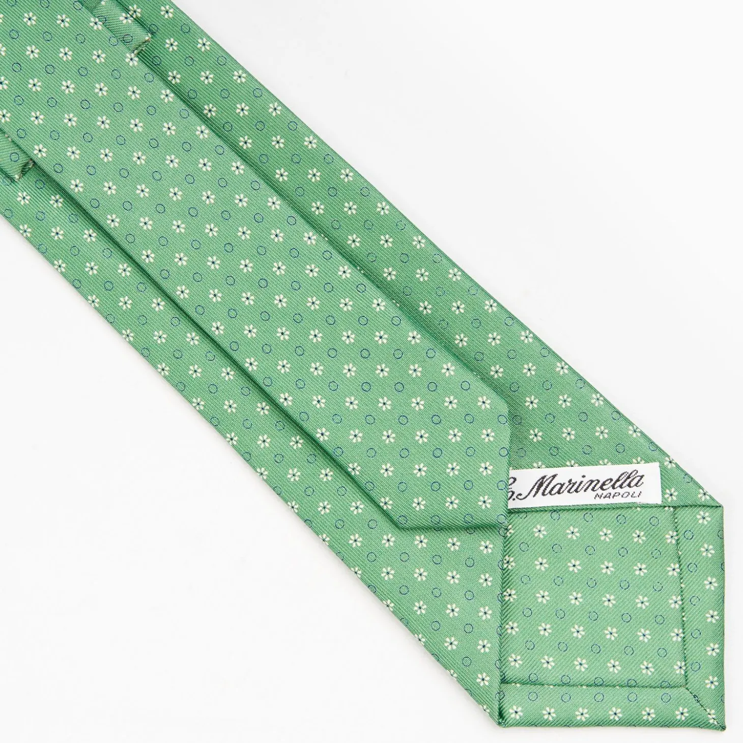 Green Sartorial Classic Silk Tie - Small Flower Pattern