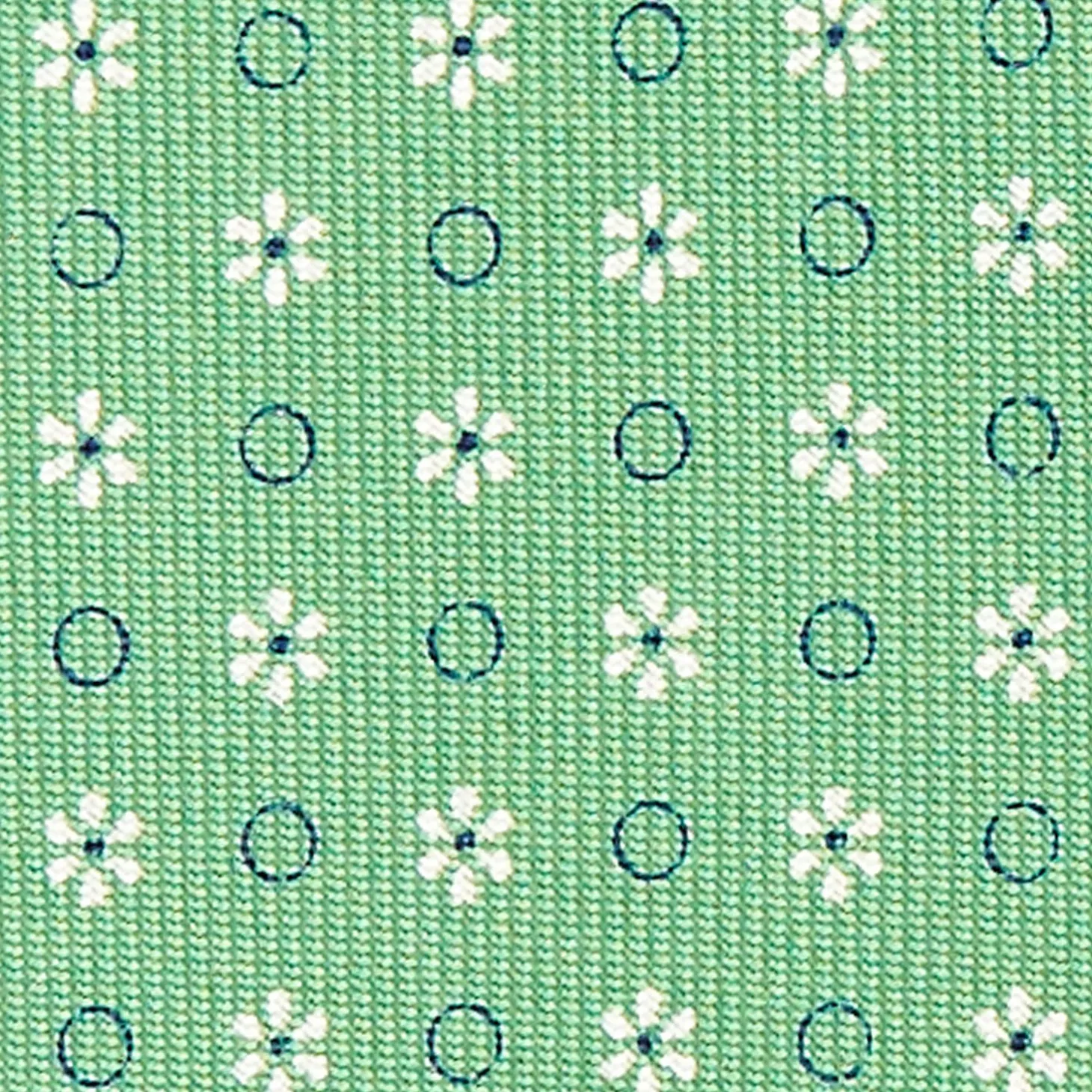 Green Sartorial Classic Silk Tie - Small Flower Pattern