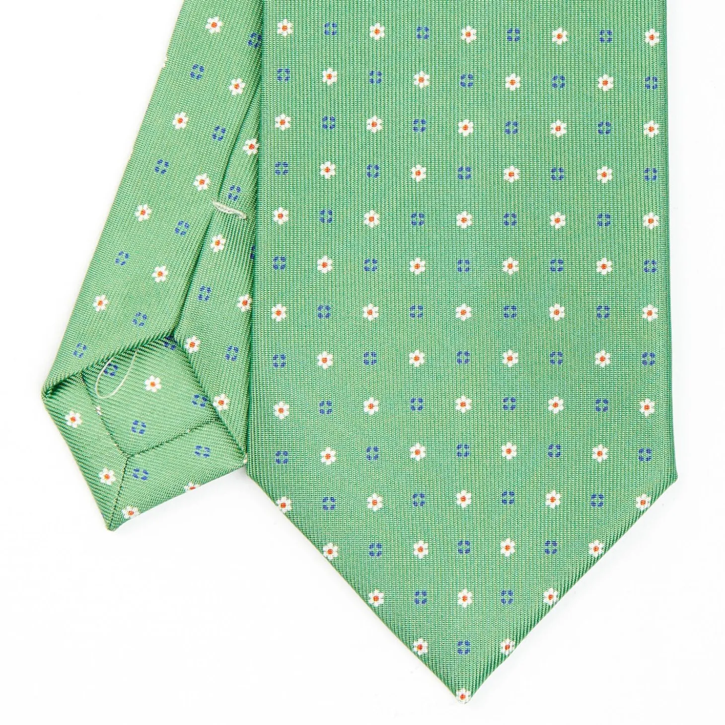Green Sartorial Classic Silk Tie - Small Flower Designs
