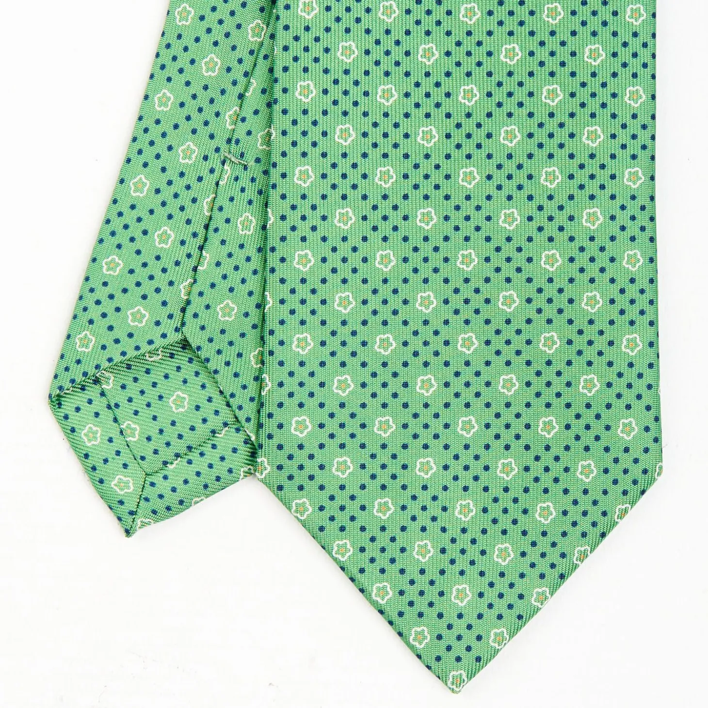 Green Sartorial Classic Silk Tie - Small Flower Pattern