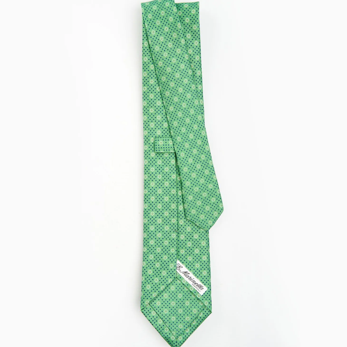 Green Sartorial Classic Silk Tie - Small Flower Pattern