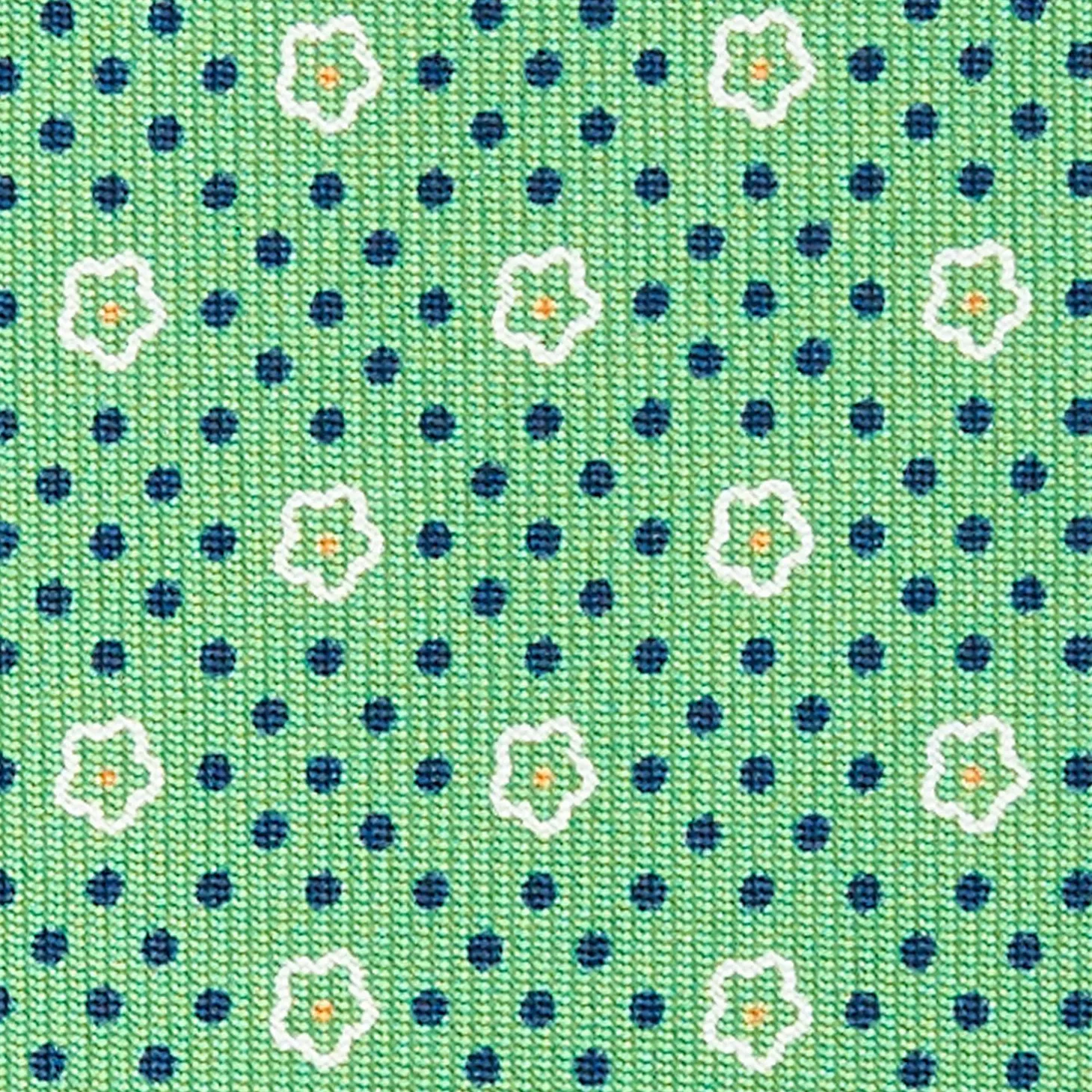 Green Sartorial Classic Silk Tie - Small Flower Pattern