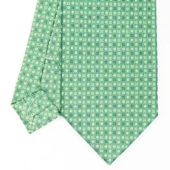 Green Sartorial Classic Silk Tie - Small Flower Designs