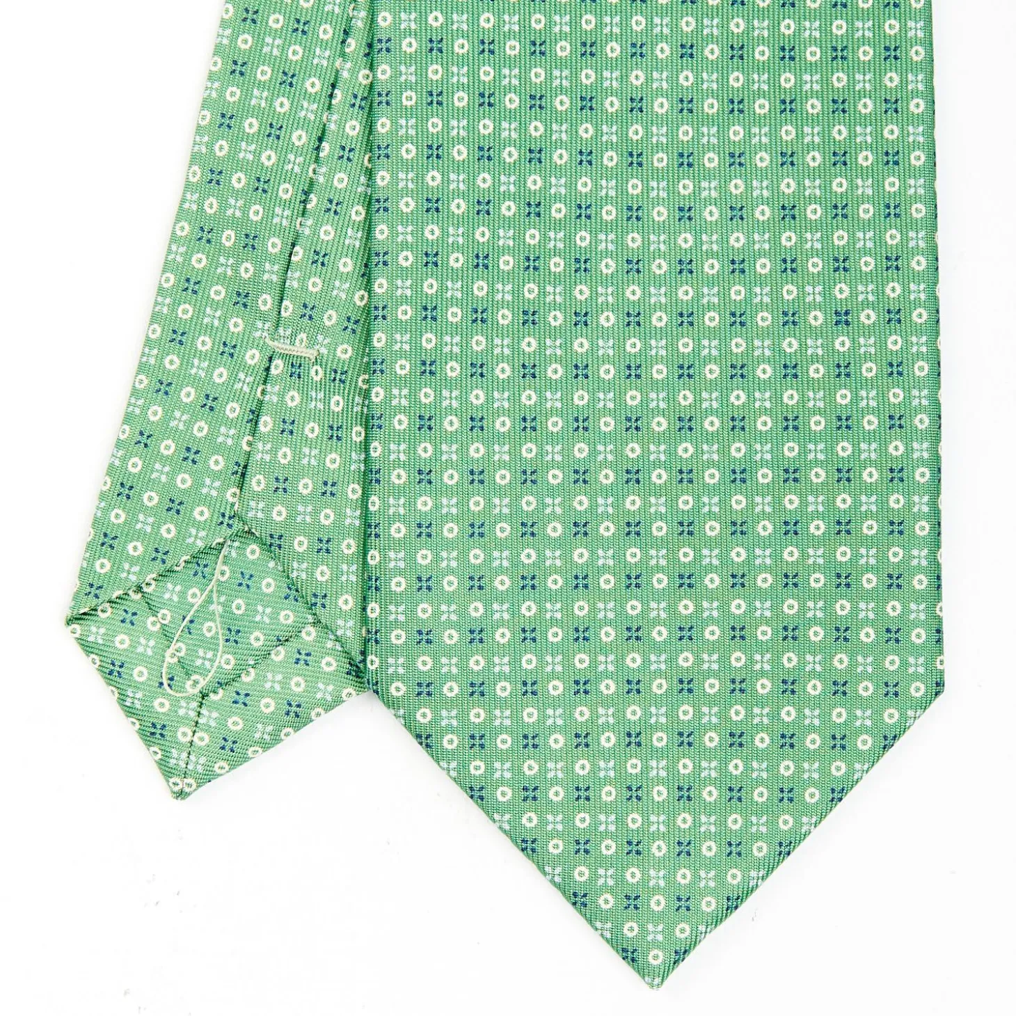 Green Sartorial Classic Silk Tie - Small Flower Designs