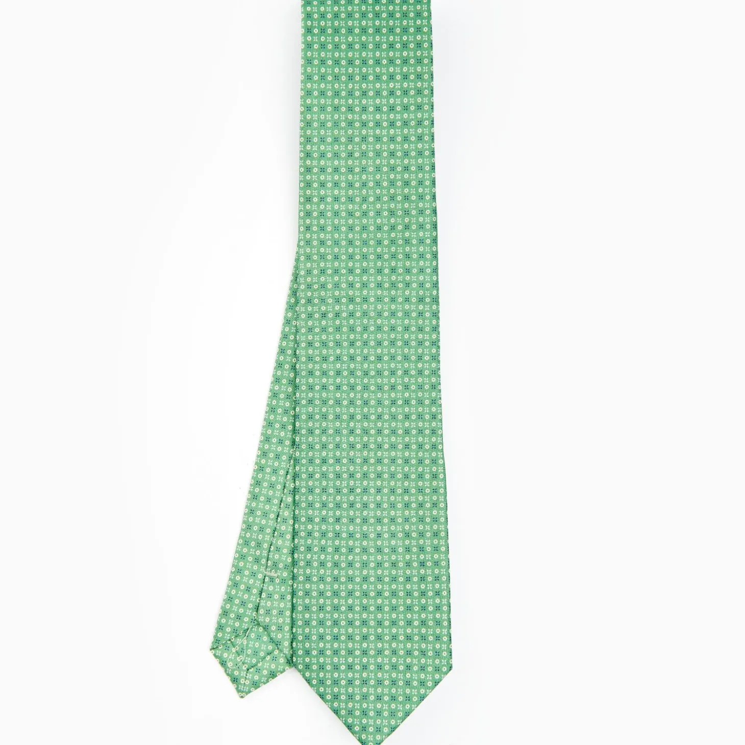 Green Sartorial Classic Silk Tie - Small Flower Designs