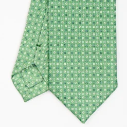 Green Sartorial 7 Cm Silk Tie - Small Flower Pattern