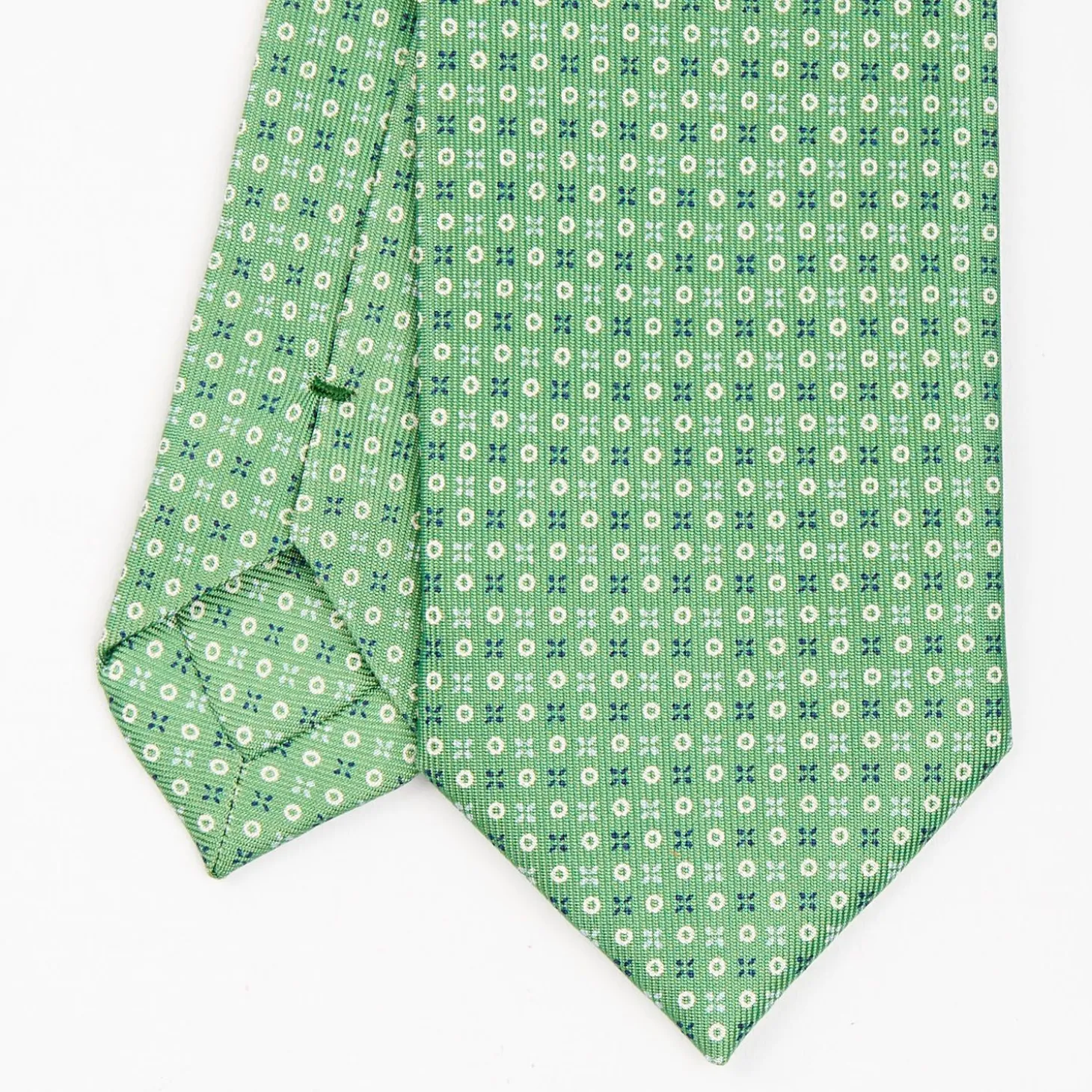 Green Sartorial 7 Cm Silk Tie - Small Flower Pattern