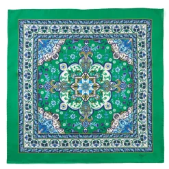 Green Silk Scarf 90 - Mediterranean Vibes