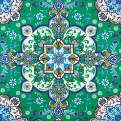 Green Silk Scarf 90 - Mediterranean Vibes