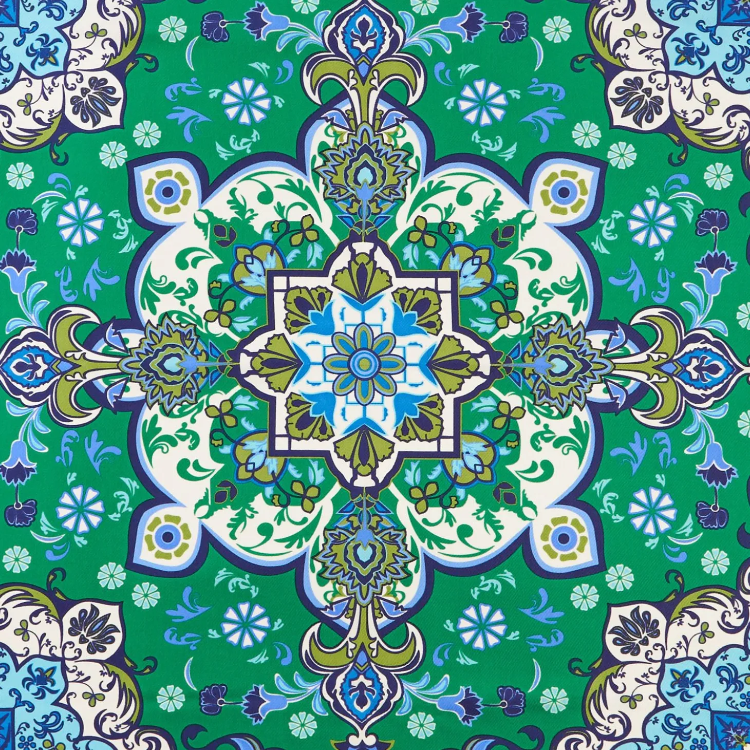 Green Silk Scarf 90 - Mediterranean Vibes