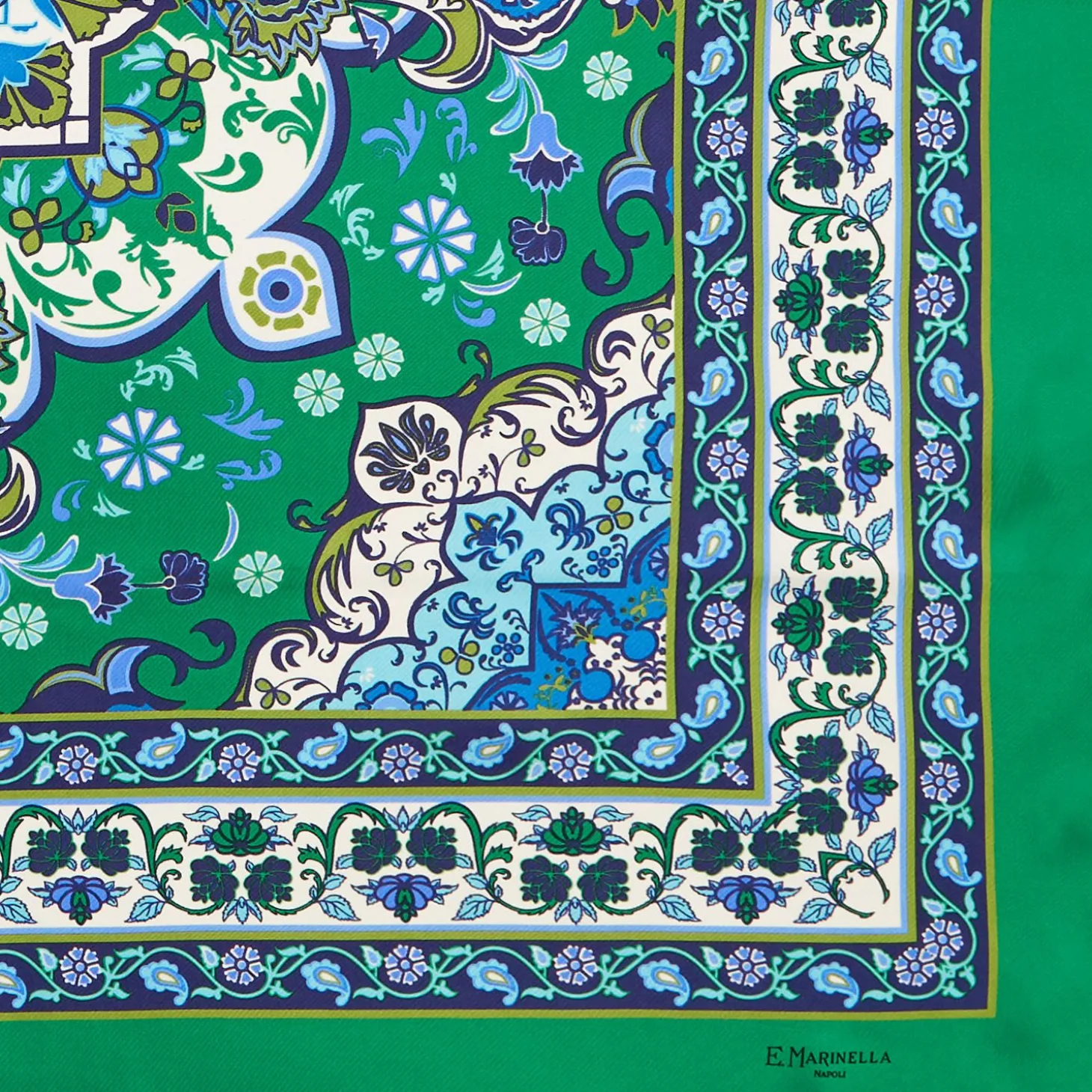 Green Silk Scarf 90 - Mediterranean Vibes