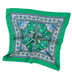 Green Silk Scarf 90 - Mediterranean Vibes