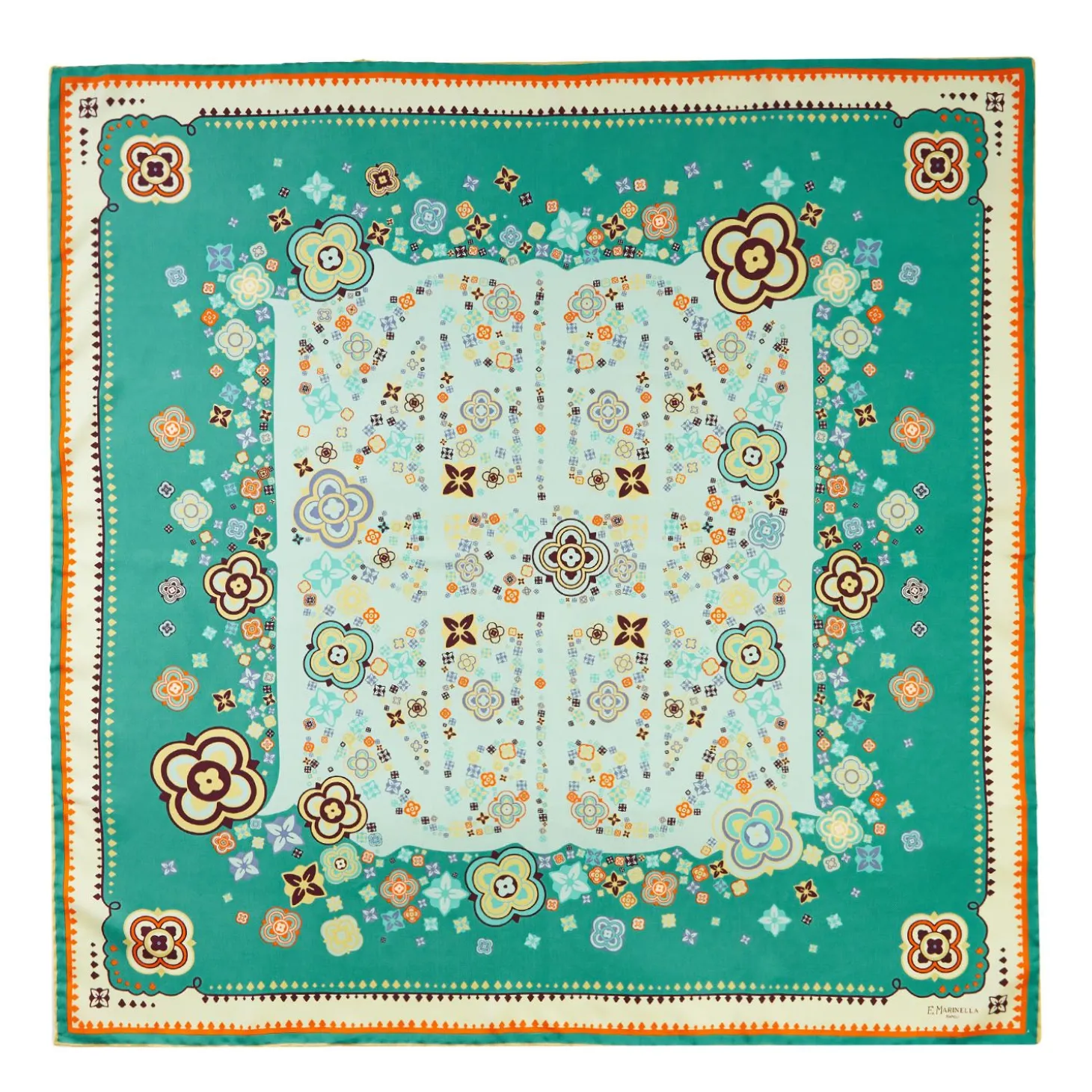 Green Silk Scarf 90 - World Of Archivio Flowers 1961