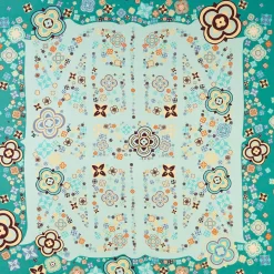 Green Silk Scarf 90 - World Of Archivio Flowers 1961