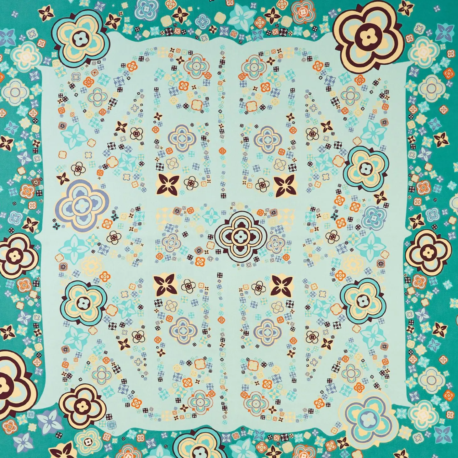 Green Silk Scarf 90 - World Of Archivio Flowers 1961