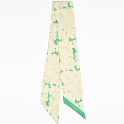 Green Silk Twilly Floral Pattern