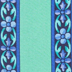 Green Silk Twilly Floral Pattern