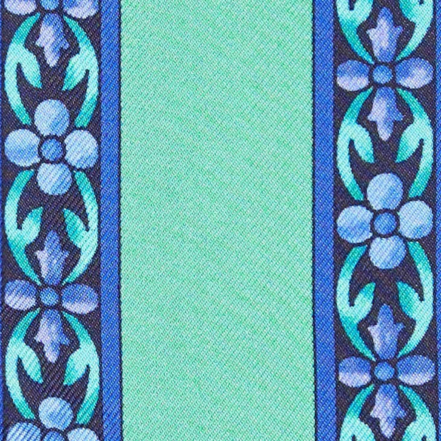 Green Silk Twilly Floral Pattern