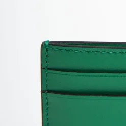 Green Small Credit Card Holder In Soft Leather