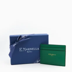 Green Small Credit Card Holder In Soft Leather