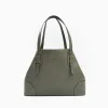 Green Textured Leather Tote Bag