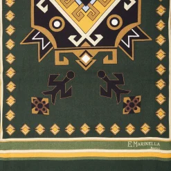 Green Wool And Silk Scarf With Geometric Design