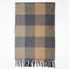 Grey And Beige Cashmere Plaid Scarf With Bangs