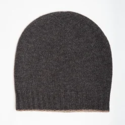 Grey And Light Brown Bicolor Cashmere Beanie
