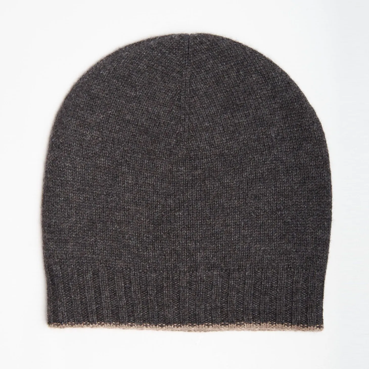 Grey And Light Brown Bicolor Cashmere Beanie