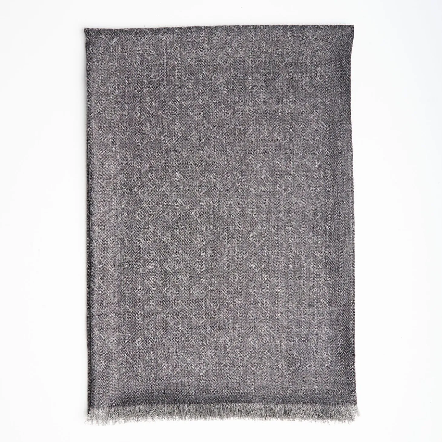 Grey Em Logo Scarf In Wool And Cashmere
