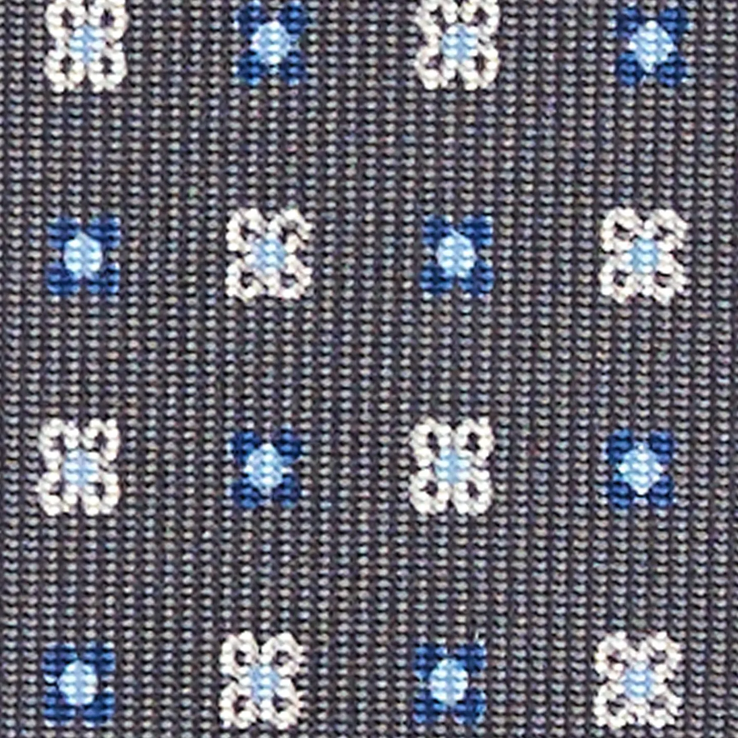 Grey 9 Fold Sartorial Silk Tie Small Flower Pattern