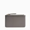 Grey Leather Zip Credit Card Holder